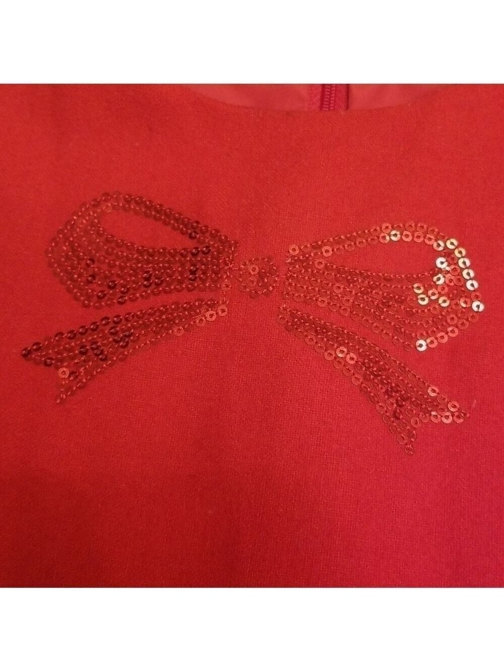 Valentine dress Girls Sz 10 140/64 Vintage Red Dress Red Sequin Bow Sleeveless - Picture 5 of 12